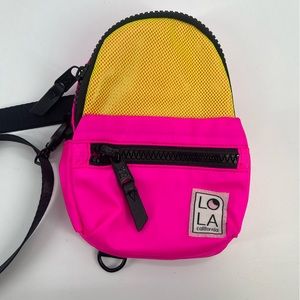 Lola California mini convertible mini backpack multi neon color pink and yellow